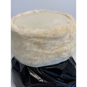 Vintage Joseph Magnin Ivory Genuine Fur Hat Small 8964 Pillbox Mink 60s 8964